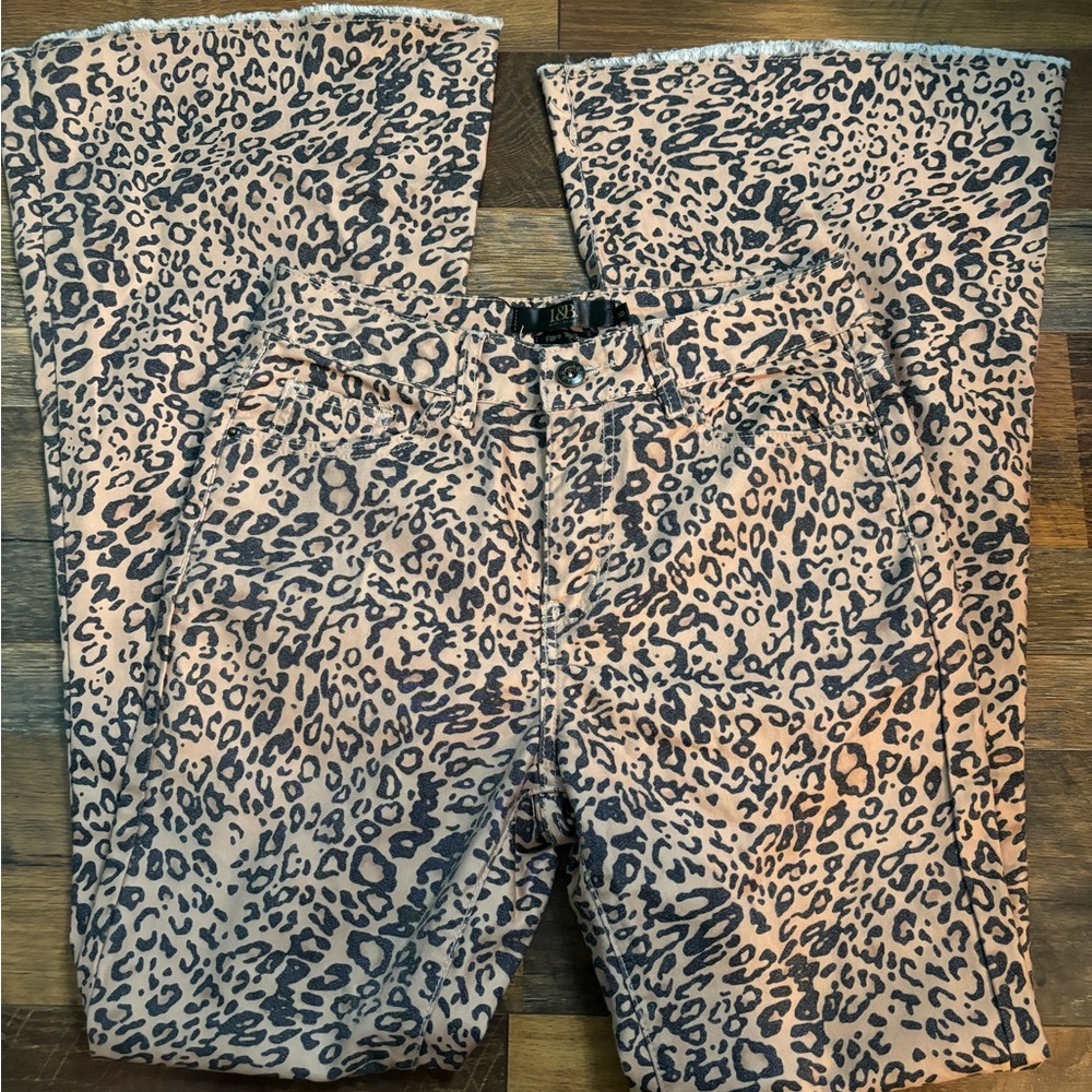 L & B cheetah flare trousers